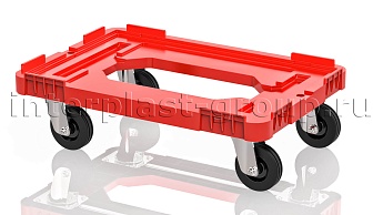 Тележка пластиковая с отверстием без тормозов усиленная красная в Сергиевом Посаде