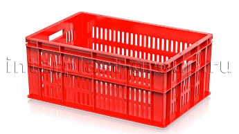 Ящик для молока, мяса, овощей и фруктов большая перфорация дно сплошное красный в Сергиевом Посаде