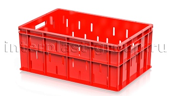 Ящик для молока, мяса, овощей и фруктов малая перфорация дно сплошное красный в Сергиевом Посаде