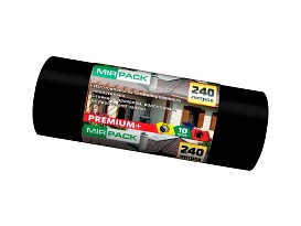 Мешки для мусора 240 л, ароматизированные, черные, в рулоне 10 шт., ПВД 45 мкм, 1300х930 мм, PREMIUM+, 24010830 в Сергиевом Посаде