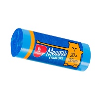 Мешки для мусора 20 л, синие, в рулоне 30 шт., ПНД, 8 мкм, 500х400 мм, Comfort, М0017 (МН 20-30с) в Сергиевом Посаде