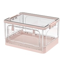 Ящик пластиковый складной прозрачный коричневый, дно розовое,490х360х280 мм, с колесиками в Сергиевом Посаде Ящик пластиковый складной прозрачный коричневый, дно розовое,490х360х280 мм, с колесиками в Сергиевом Посаде