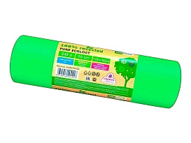 Мешки для мусора 240 л, ароматизированные, биоразлагаемые, зеленые, в рулоне 10 шт., ПВД 40 мкм, 1500х1100 мм, PURE ECOLOGY, bio24010120 в Сергиевом Посаде