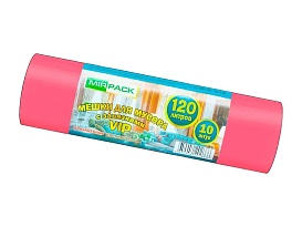 Мешки для мусора 120 л, с завязками, красные, в рулоне 10 шт., ПНД, 15 мкм, 800х750 мм, VIP, Z12010red в Сергиевом Посаде