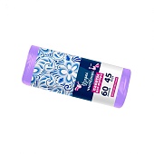 Мешки для мусора 60 л, сиреневые, в рулоне 45 шт., ПНД, 8 мкм, 700х600 мм, Узоры Чистоты, МУ4244 (МН 60-45сир)