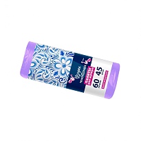 Мешки для мусора 60 л, сиреневые, в рулоне 45 шт., ПНД, 8 мкм, 700х600 мм, Узоры Чистоты, МУ4244 (МН 60-45сир) в Сергиевом Посаде Мешки для мусора 60 л, сиреневые, в рулоне 45 шт., ПНД, 8 мкм, 700х600 мм, Узоры Чистоты, МУ4244 (МН 60-45сир) в Сергиевом Посаде