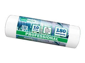 Мешки для мусора 180 л, прозрачные, в рулоне 10 шт., ПВД, 30 мкм, 1100х930 мм, PROFESSIONAL, 180104408 в Сергиевом Посаде