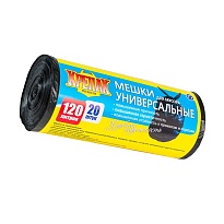 Мешки для мусора 120 л, черные, в рулоне 20 шт., ПНД, 15 мкм, 1100х700 мм, Крепак, 4607075710207 в Сергиевом Посаде