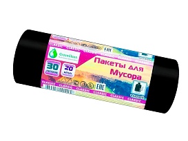 Мешки для мусора 30 л, черные, в рулоне 20 шт., ПНД, 7 мкм, 600х500 мм, MIRPACK Classik, 302040 в Сергиевом Посаде