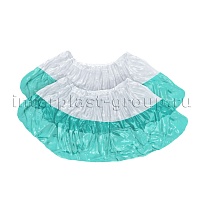 Бахилы бело-бирюзовые 1000 шт (500 пар), 48 мкм, двойная подошва, с одной резинкой, Эконом+ в Сергиевом Посаде