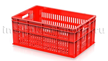 Ящик для молока, мяса, овощей и фруктов большая перфорация дно перфорированное красный в Сергиевом Посаде