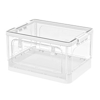 Ящик пластиковый складной прозрачный, дно белое, 360х235х230 мм, с колесиками в Сергиевом Посаде
