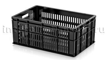 Ящик для молока, мяса, овощей и фруктов большая перфорация дно сплошное черный в Сергиевом Посаде