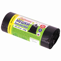 Мешки для мусора 30 л, черные, в рулоне 30 шт., ПНД, 7 мкм, 550х480 мм, Любаша, 608089 в Сергиевом Посаде