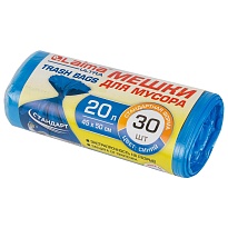 Мешки для мусора 20 л, синие, в рулоне 30 шт., ПНД, 8 мкм, 500х450 мм, LAIMA, 607682 в Сергиевом Посаде