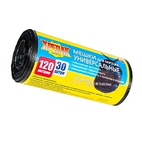 Мешки для мусора 120 л, черные, в рулоне 30 шт., ПНД, 15 мкм, 1100х700 мм, Крепак, 4607075710122 в Сергиевом Посаде