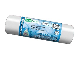 Мешки для мусора 300 л, белые, в рулоне 10 шт., ПВД 70 мкм, 1400х1000 мм, PREMIUM+, 300101602 в Сергиевом Посаде