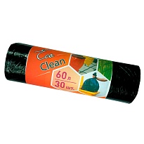 Мешки для мусора 60 л, черные, в рулоне 30 шт., ПНД, 6 мкм, 640х580 мм, Концепция Быта EcoClean, 603890 в Сергиевом Посаде