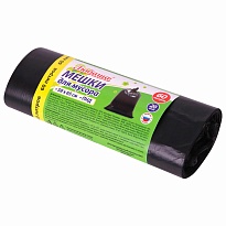 ММешки для мусора 60 л, черные, в рулоне 20 шт., ПНД, 8 мкм, 650х580 мм, Любаша, 608092 в Сергиевом Посаде