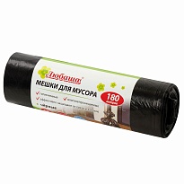 Мешки для мусора 180 л, черные, в рулоне 10 шт., ПВД, 24 мкм, 1060х800 мм, Любаша, 605336 в Сергиевом Посаде Мешки для мусора 180 л, черные, в рулоне 10 шт., ПВД, 24 мкм, 1060х800 мм, Любаша, 605336 в Сергиевом Посаде