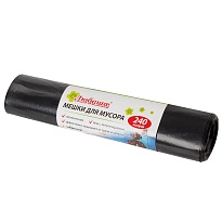 Мешки для мусора 240 л, черные, в рулоне 5 шт., ПВД 30 мкм, 1300х900 мм, Любаша, 605338 в Сергиевом Посаде