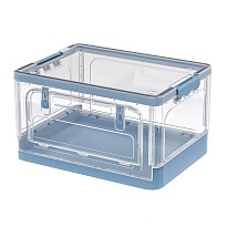 Ящик пластиковый складной прозрачный, дно синее, 490х360х280 мм, с колесиками в Сергиевом Посаде